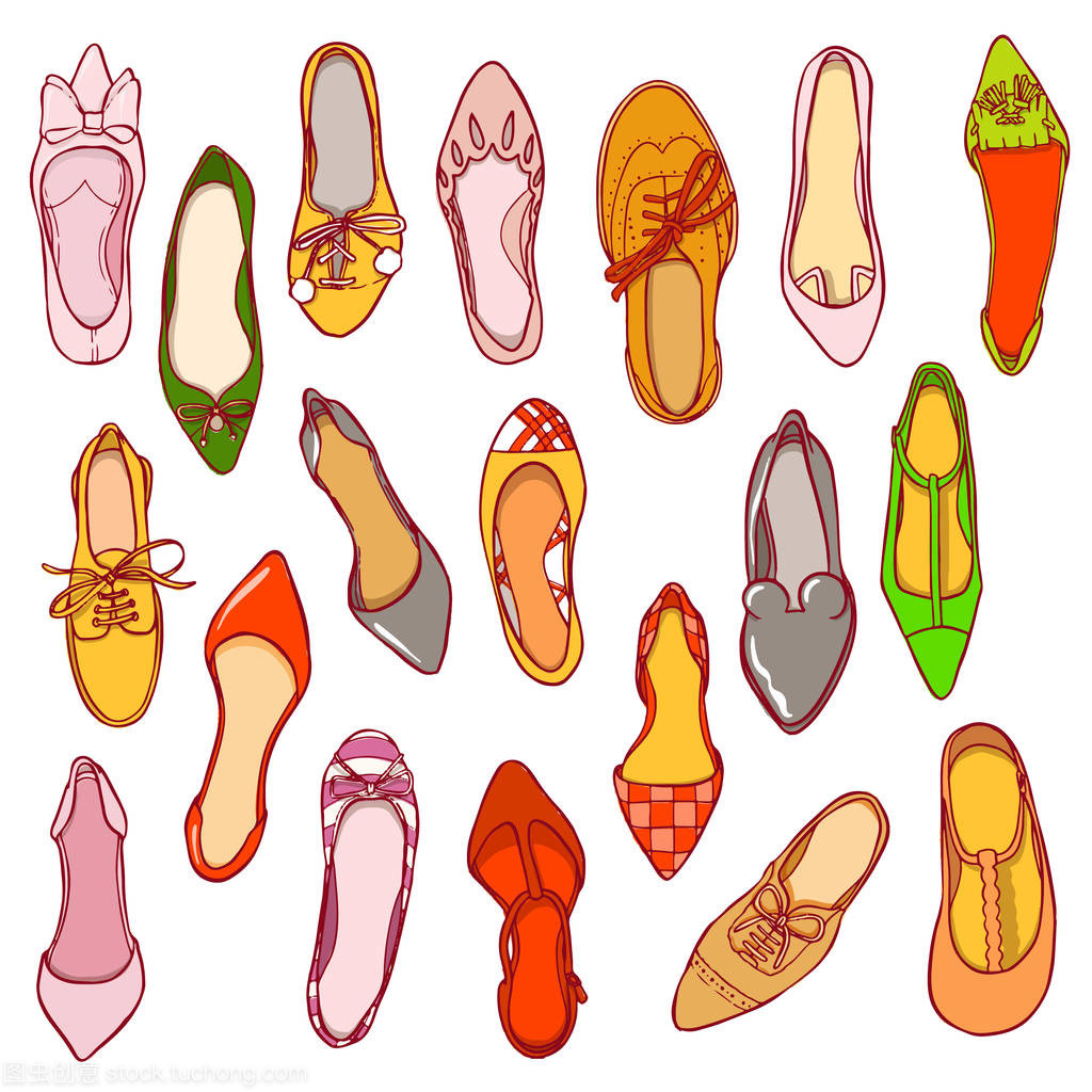 女人鞋图案不同鞋类的矢量纹理