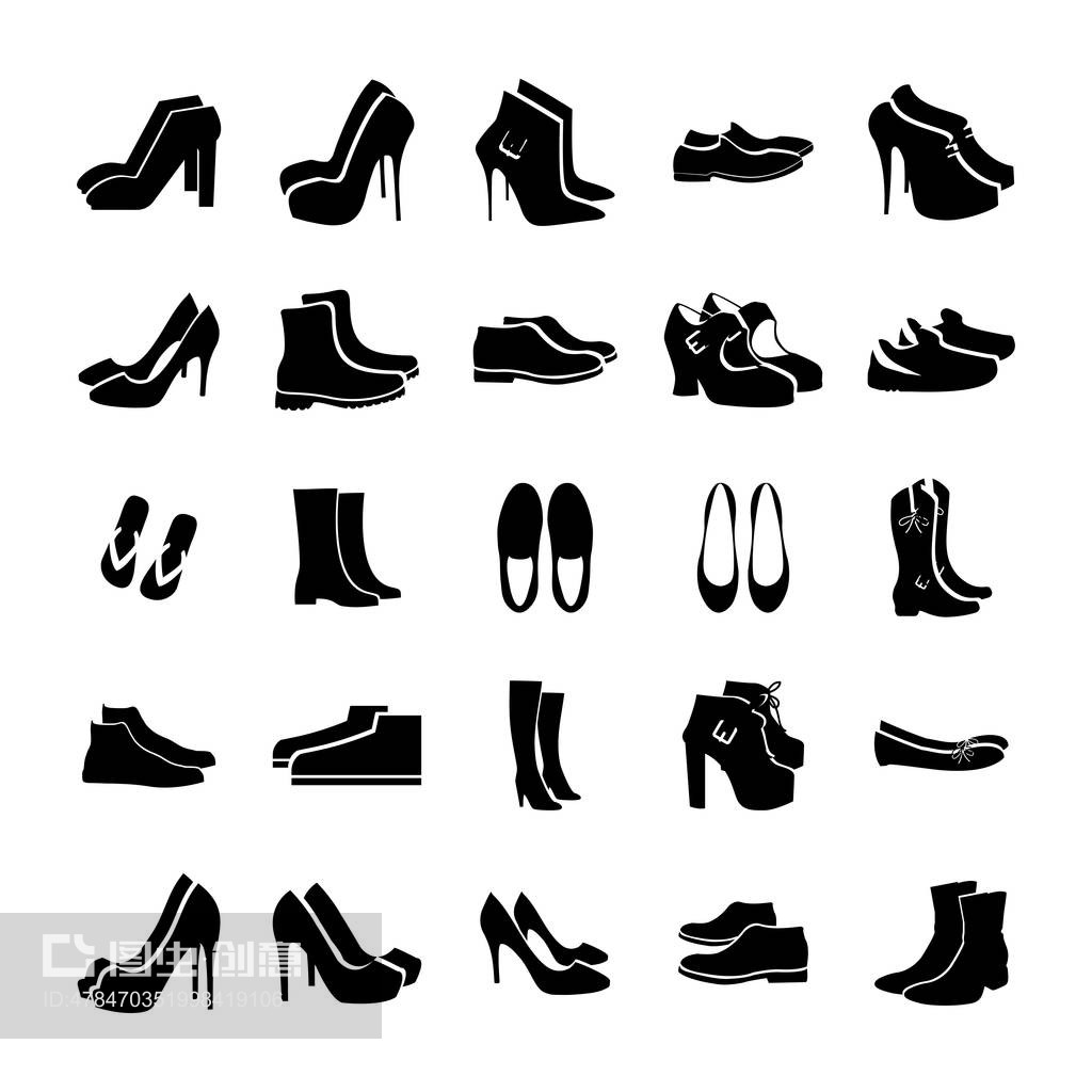 鞋类集流矢量footwear set iliustration vector